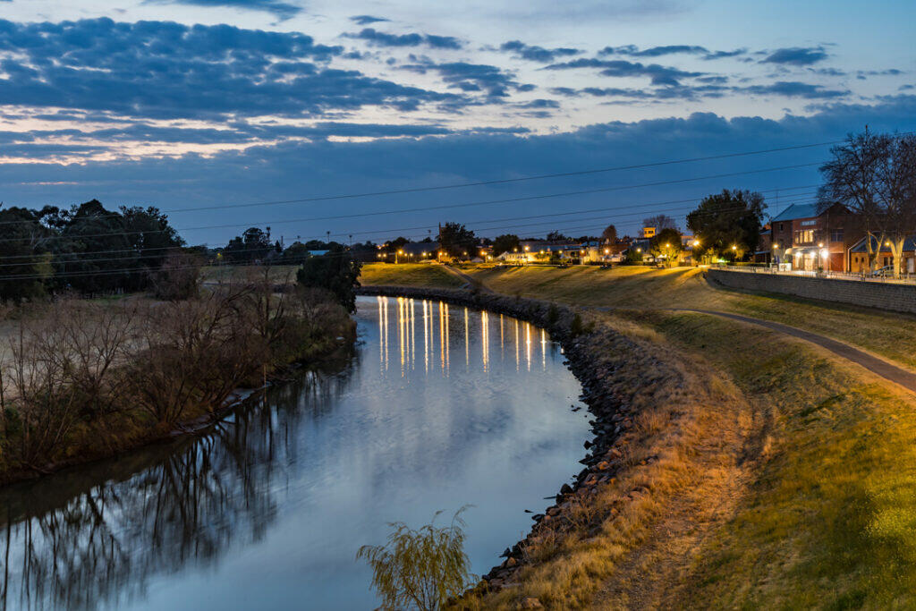 dawn over the town river hunter river in maitland